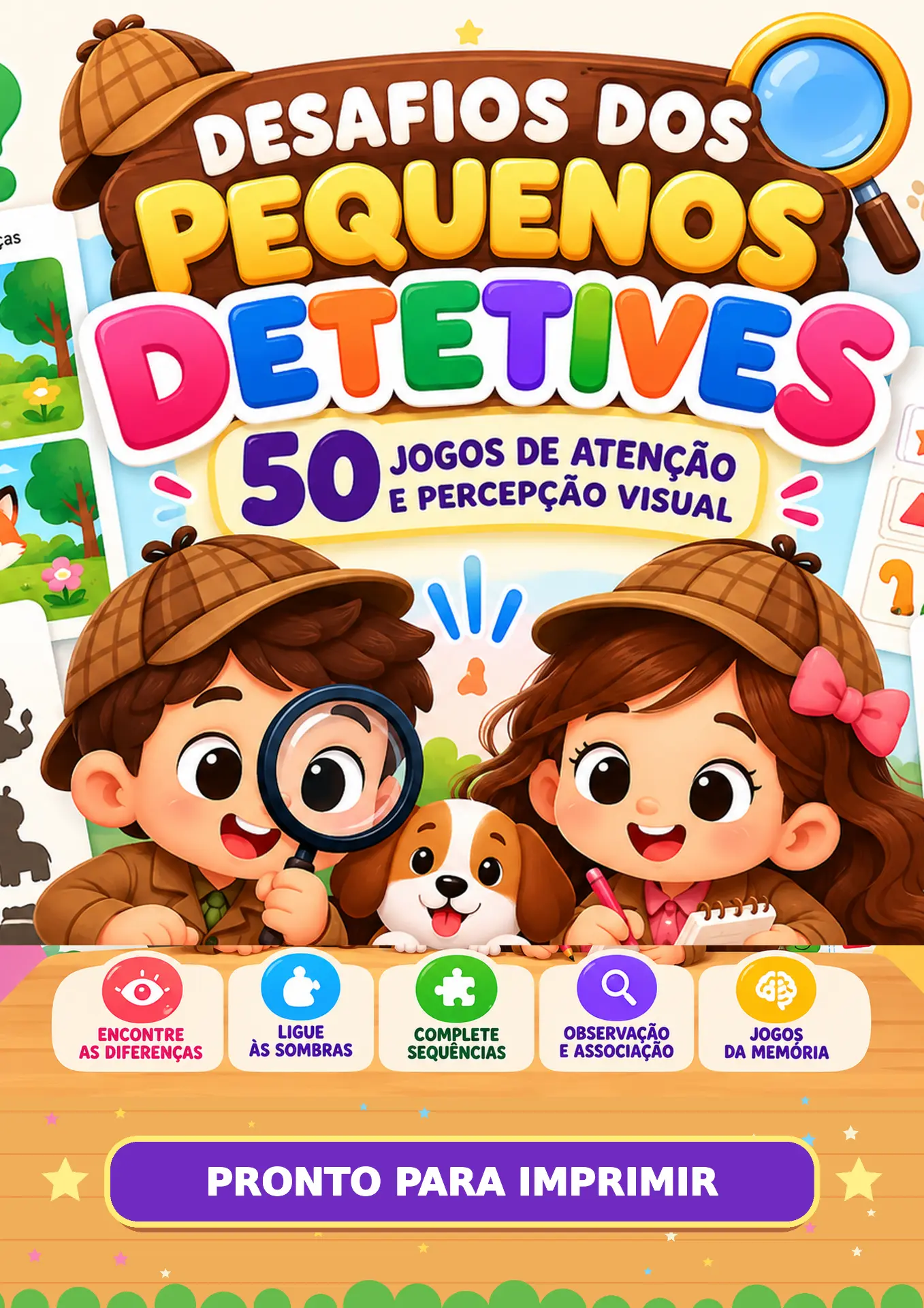 Página real: Desafios dos Pequenos Detetives