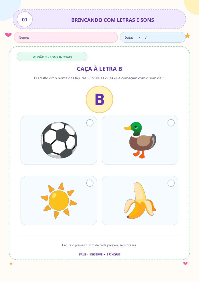 Página de caça à letra b para contornar os pontilhados