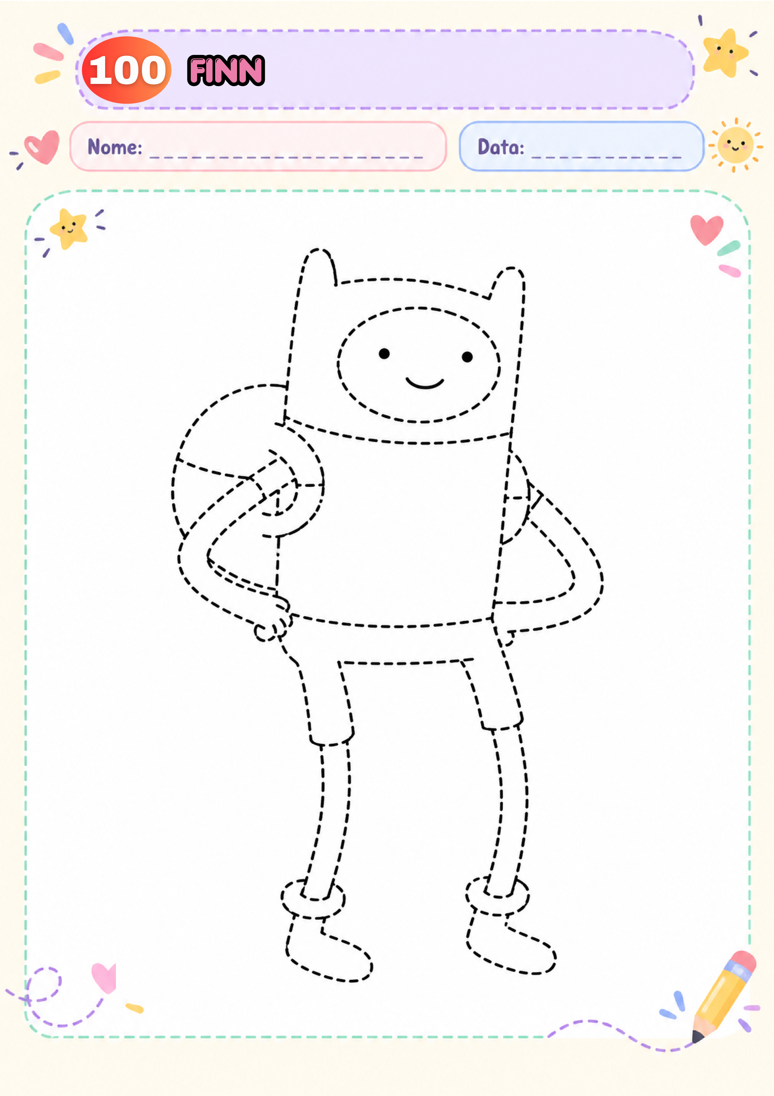 Página de desenho para contornar para contornar os pontilhados